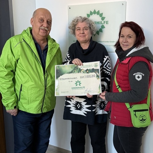 1.100 &euro; Spende an Kinderhilfe &ndash; Hilfe f&uuml;r krebs- und schwerkranke Kinder e.V. &nbsp; &nbsp;